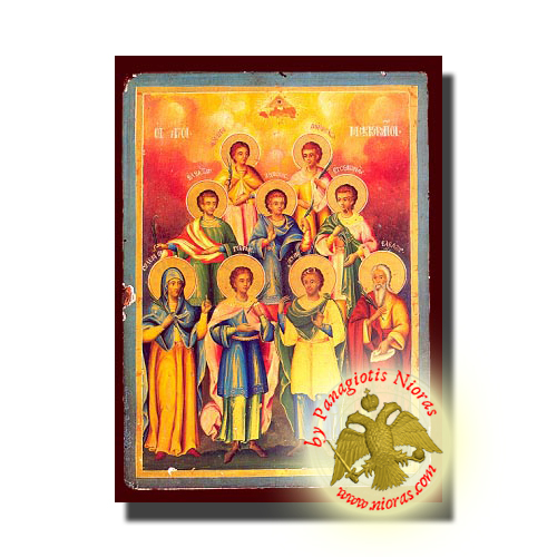 Holy Seven Maccabees Martyrs - NeoClassical Art Orthodox Wooden Icon